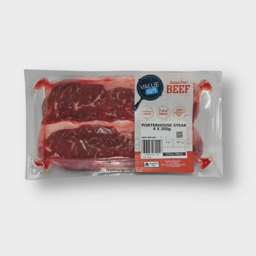 Beef Porterhouse Steak Value Buys 4 Pack /kg