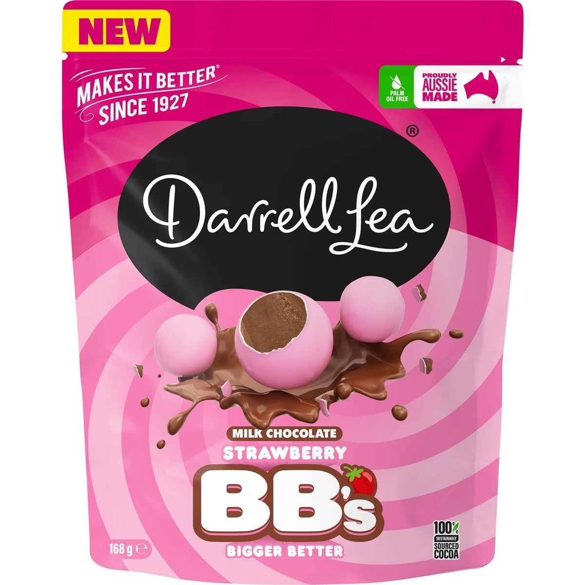 Darrell Lea Milk Chocolate Strawberry BB"s 168g