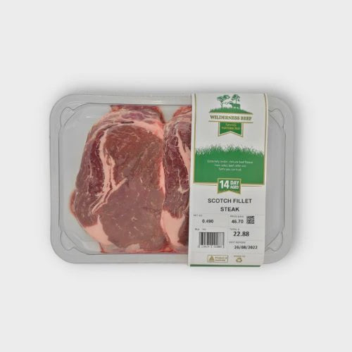 Beef Scotch Fillet Steak YG/YP - Wilderness Beef p/kg  *FROZEN*
