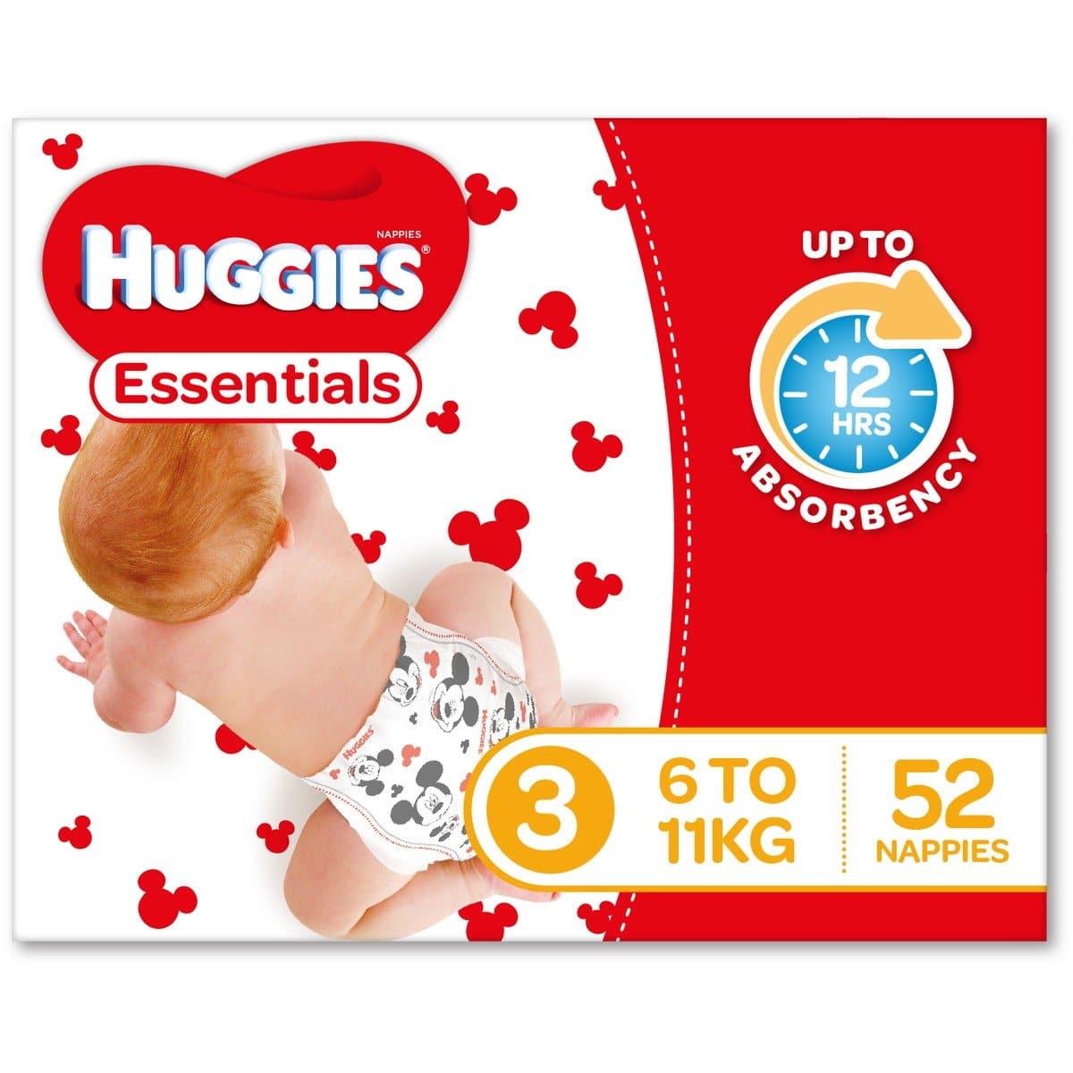 Huggies Essentials Nappies Size 3 Crawler 6-11kg 52pk