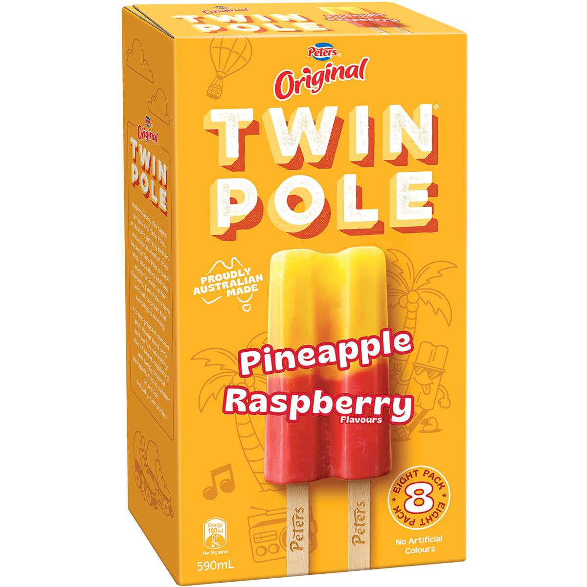 Peters Twin Pole Pineapple & Raspberry 8pk