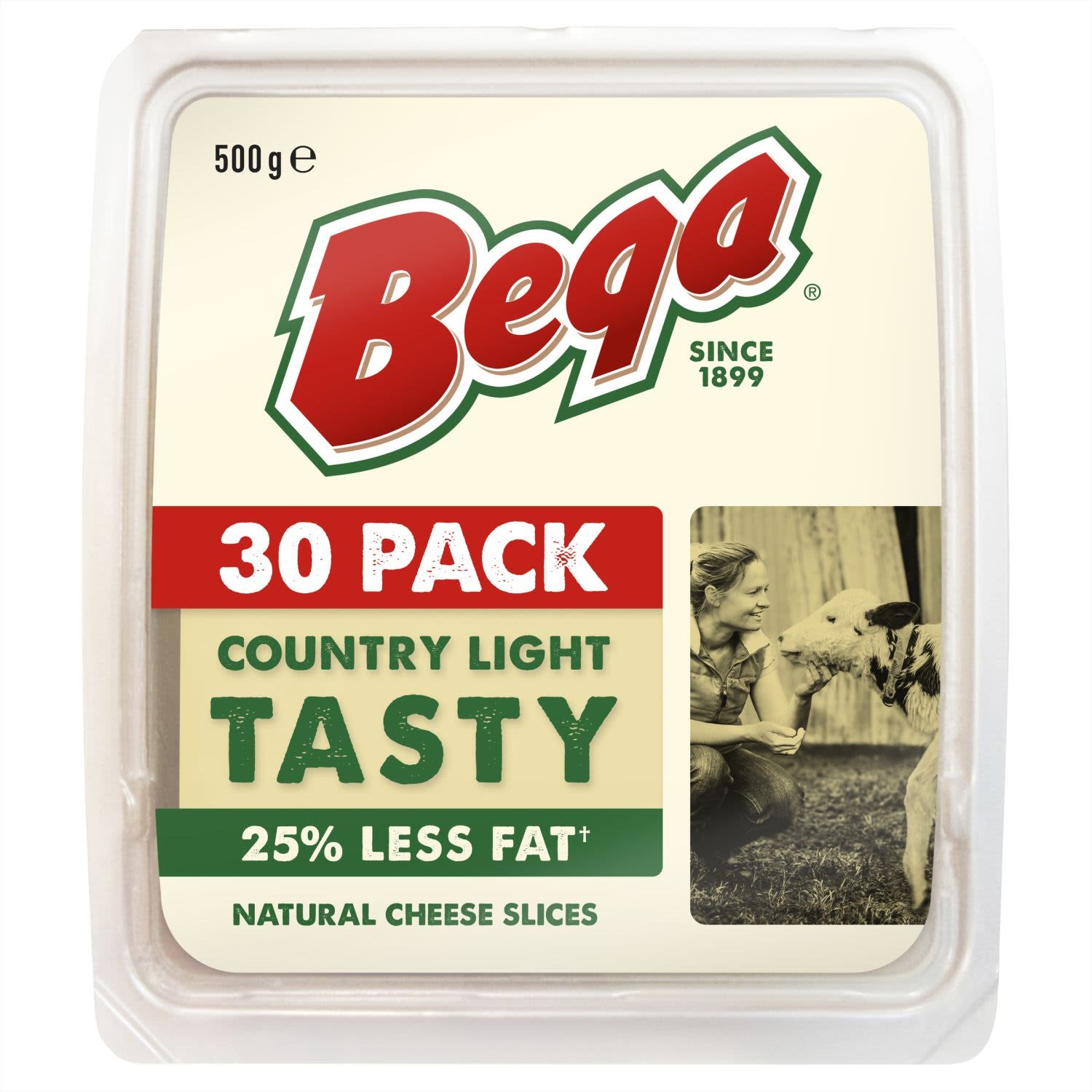 Bega Light Tasty Cheese Slices 25% Less Fat 500g 30pk