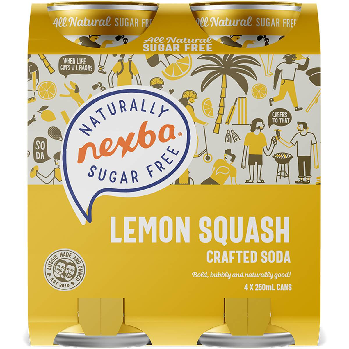 Nexba Lemon Squash Crafted Soda Cans 250ml 4pk