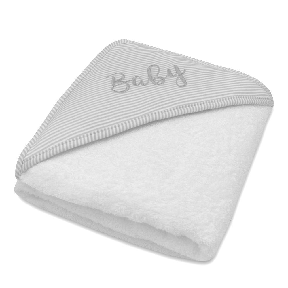 Hooded Baby Towel | Grey Stripe