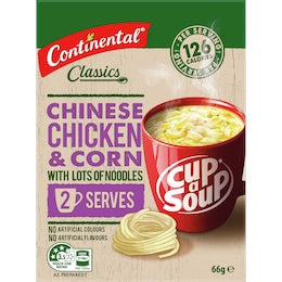 Continental Cup A Soup Chinese Chicken & Corn With Lots Of Noodles 2pk