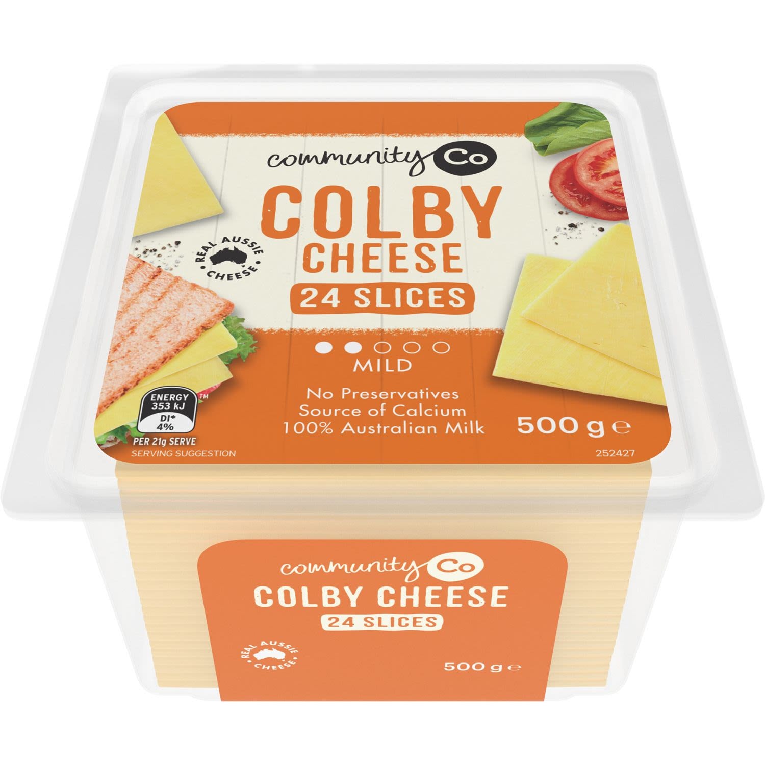 Community Co Colby Cheese Slices 500g 24pk