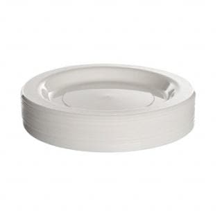 Genfac Plastic Plates White Round Small 180mm 50pk