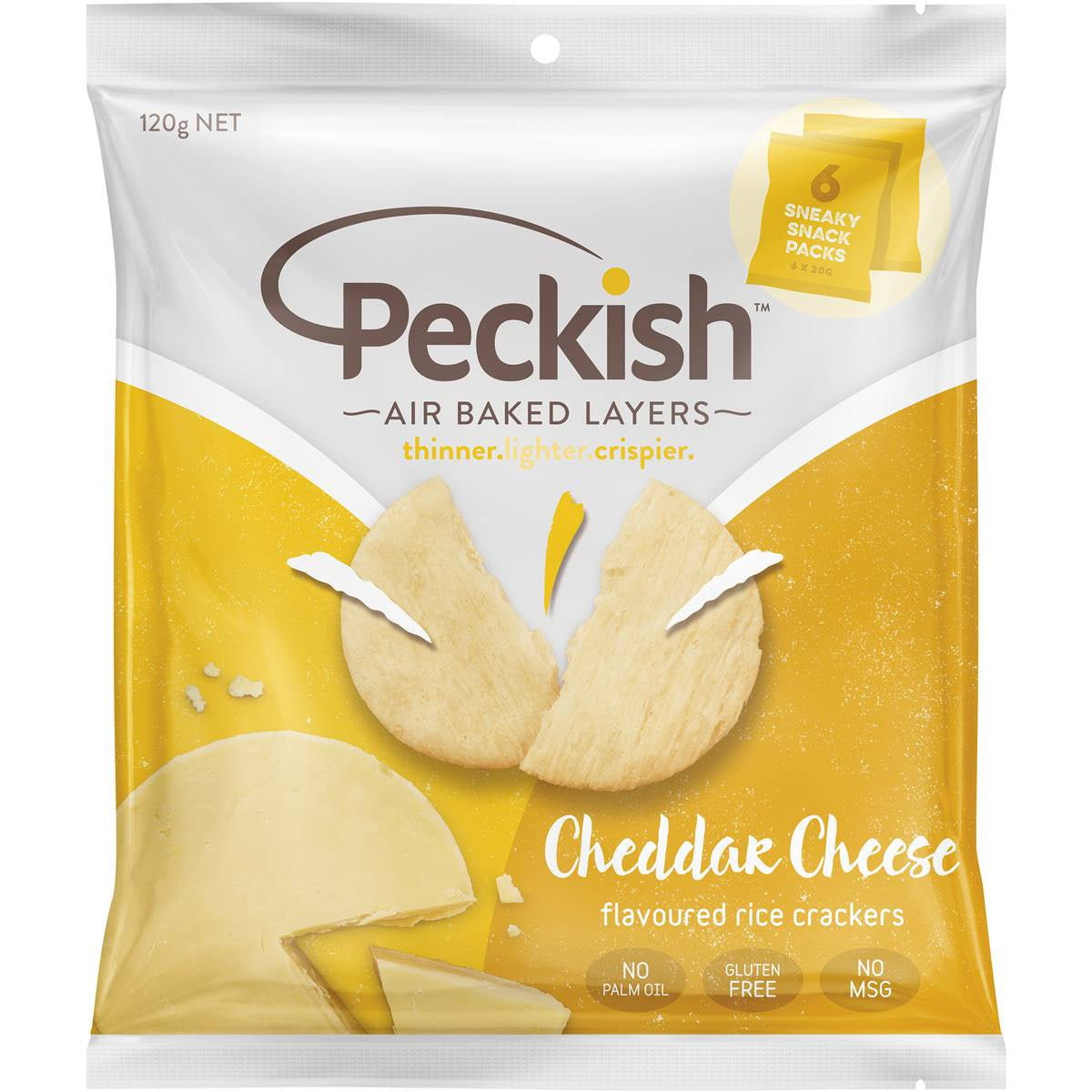 Peckish Rice Crackers Cheddar Cheese 6pk