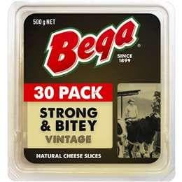 Bega Strong & Bitey Cheese Slices 500g 30pk