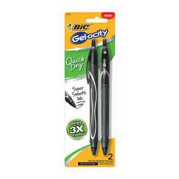 Bic Gelocity Retractable Black Pens 2pk