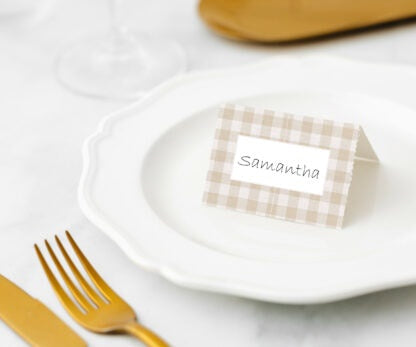 Manor Road Place Cards Linen Gingham Natural 45pk