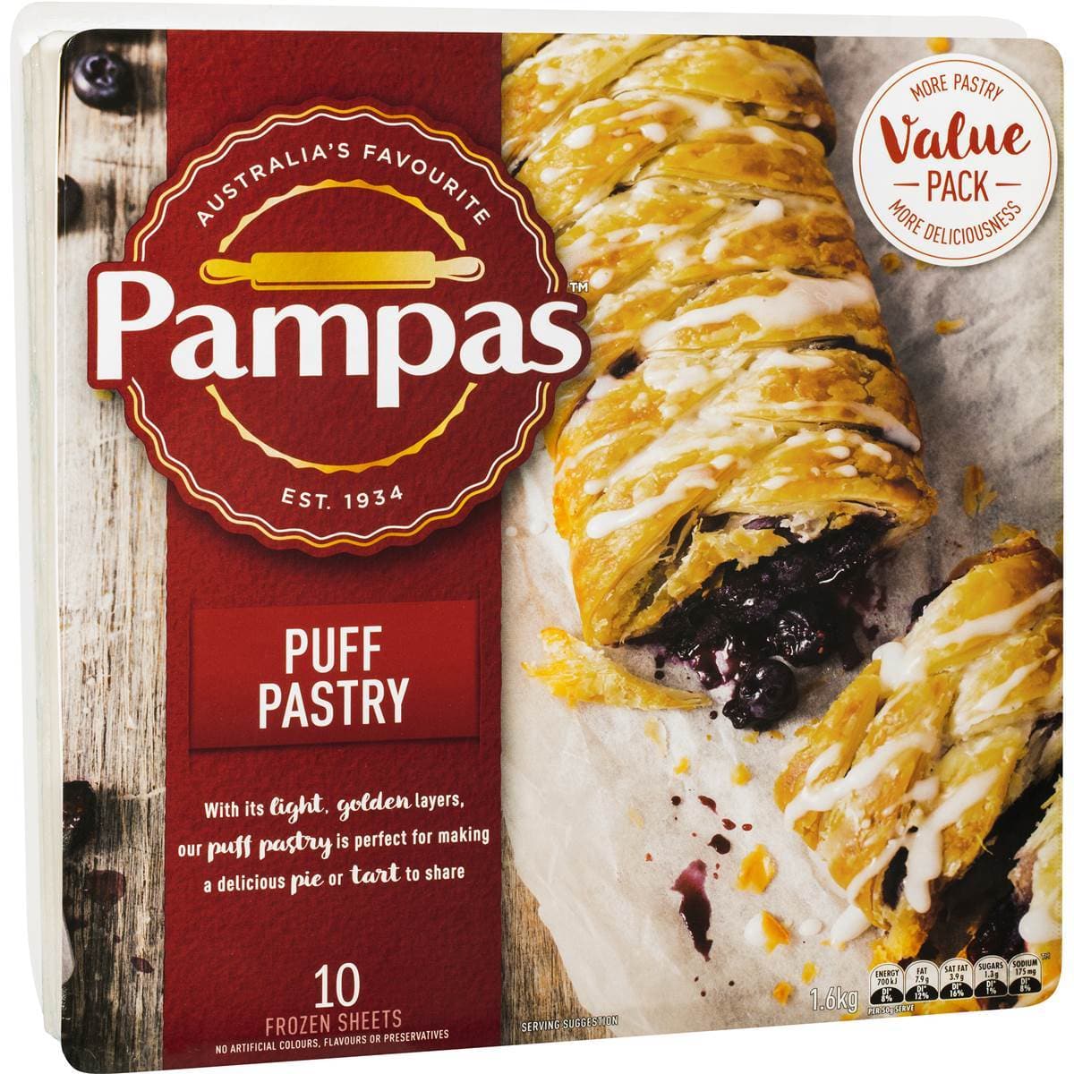 Pampas Puff Pastry 10 sheets 1.6kg
