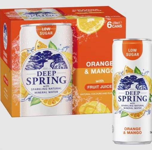 Deep Spring Mineral Water Orange & Mango 6x250ml