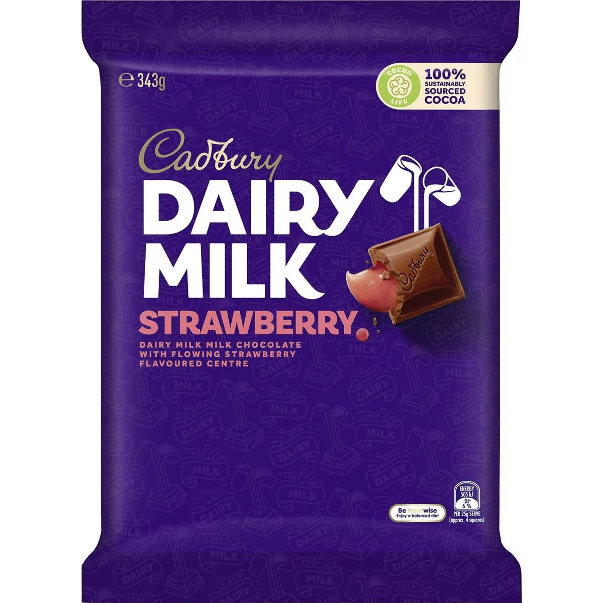 Cadbury Dairy Milk Strawberry Large Chocolate Block 343g