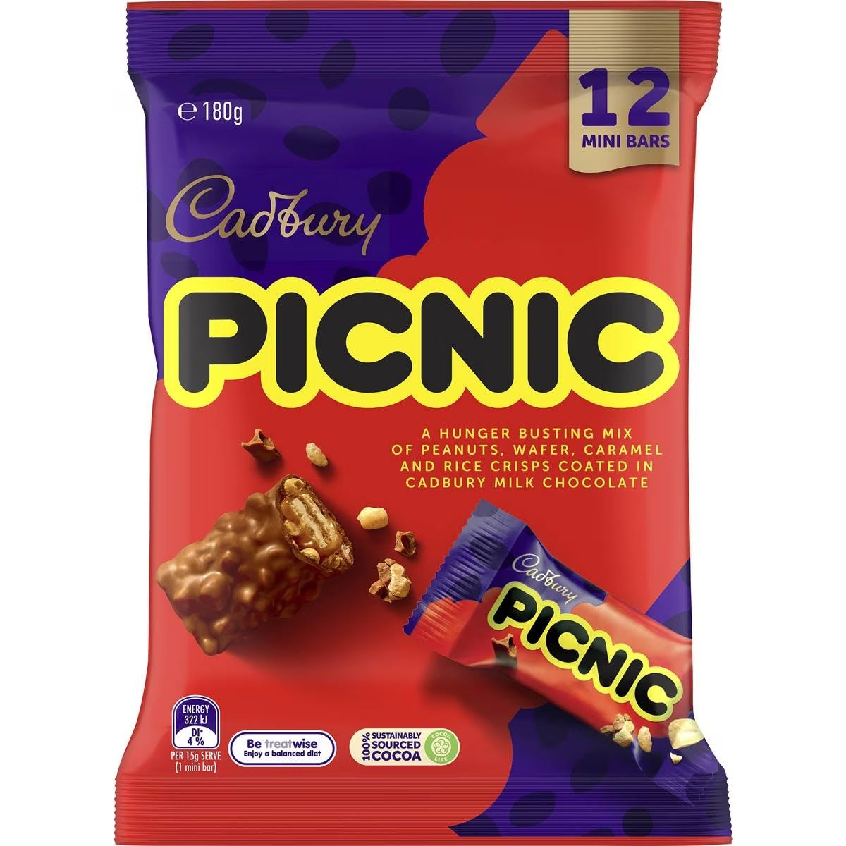 Cadbury Picnic Chocolate Sharepack 180g 12pk