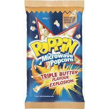 Poppin Microwave Popcorn Butter Flavour 100g