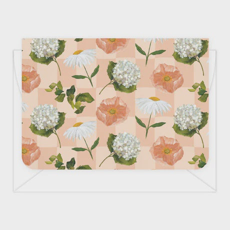 Blank Peach Floral Card