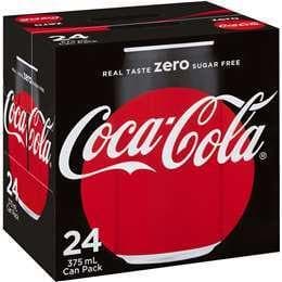 Coca Cola Coke No Sugar Cans 24x375m