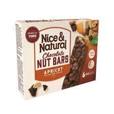 Nice & Natural Chocolate Nut Bar Apricot 6pk 180g