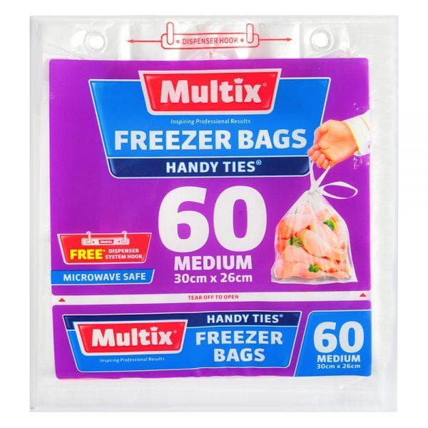 Multix Freezer Bags Handy Ties Medium 60pk