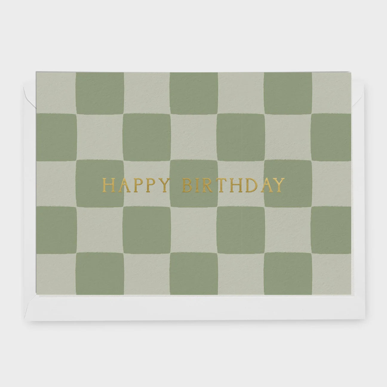 Happy Birthday  Sage Check Greeting Card