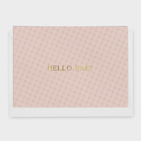 Hello Baby Blush Gingham Greeting Card