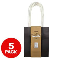 Kraft Gift Bag Black Mini 5 pack