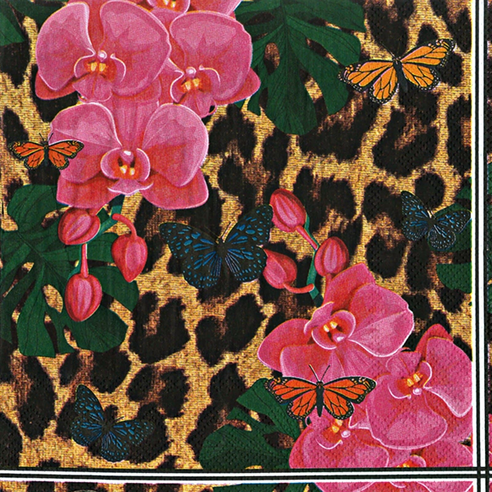 Manor Road Napkins Orchids on Leopard Luncheon