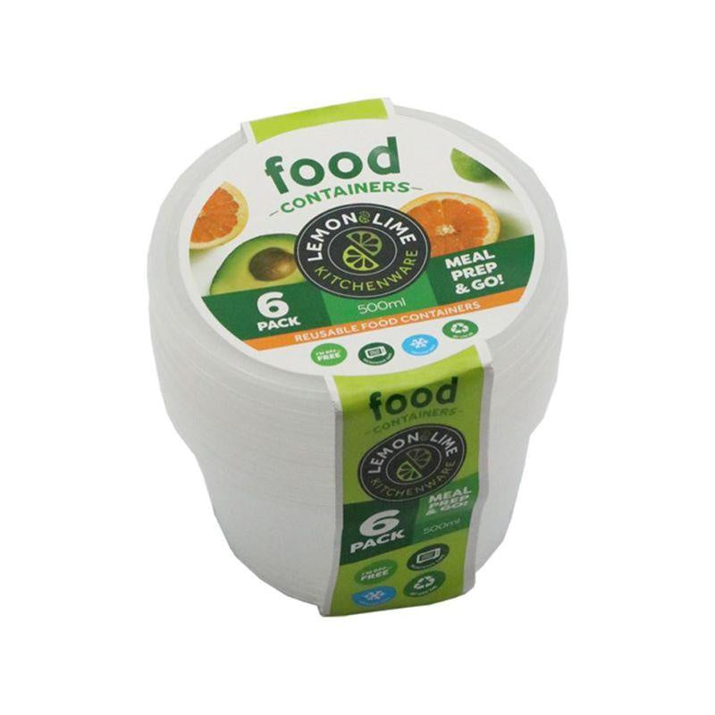 Lemon&Lime Disposable Food Containers Round 500ml 6pk