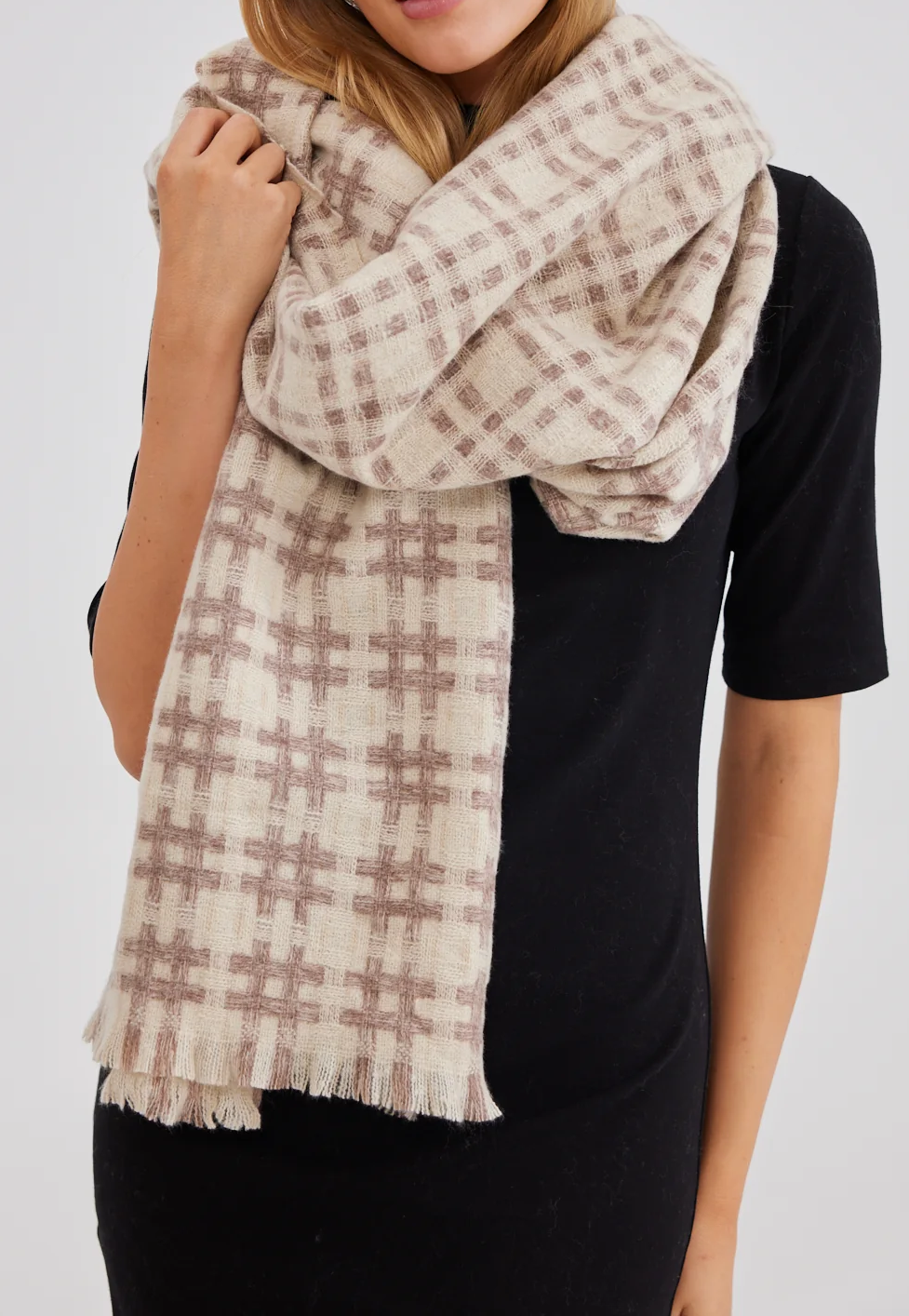 Lauren Scarf Plaid Natural & Brown