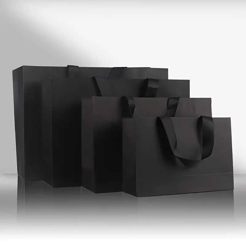 Black Kraft Paper Gift Bag with Black Handles 23x18x10cm