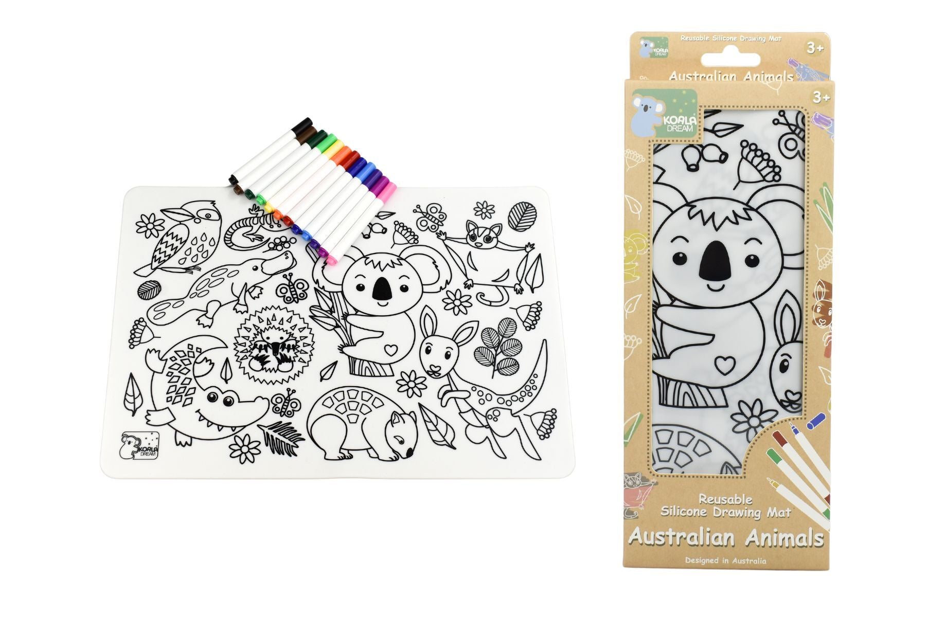 Reusable Silicone Drawing Mat - Aussie Animals
