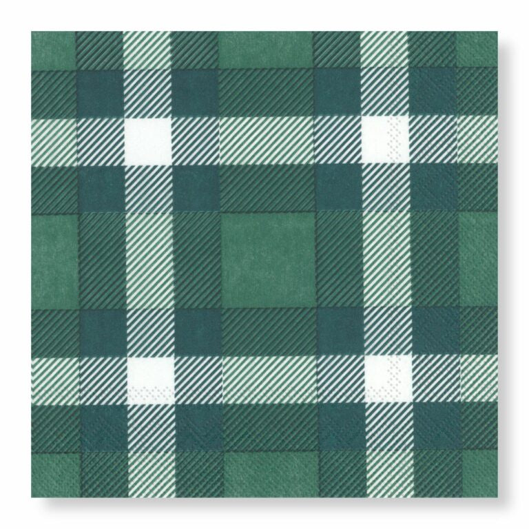 Manor Road Classic Plaid Green Cocktail Serviette