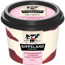 Gippsland Dairy Strawberries & Cream Twist Yoghurt 700g