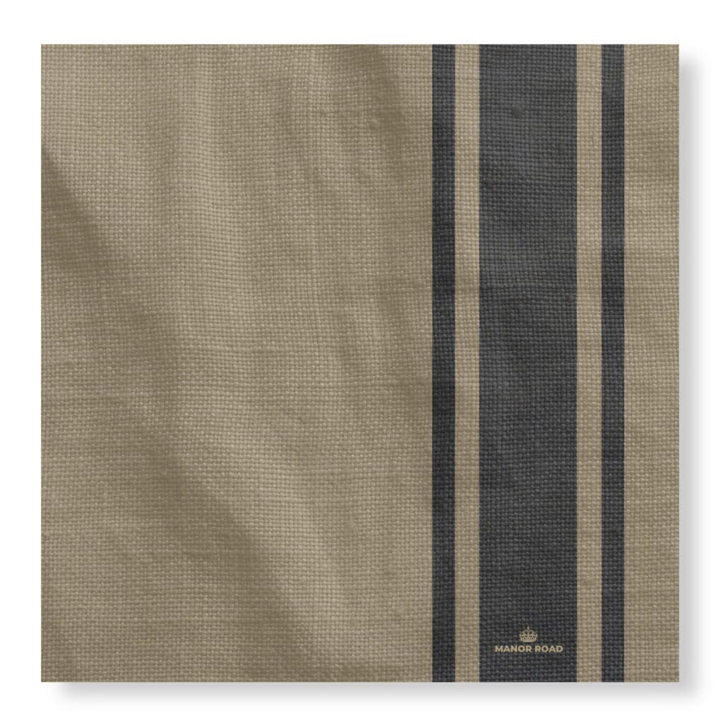 Manor Road Coffee Stripe Linen Cheese Board Cards