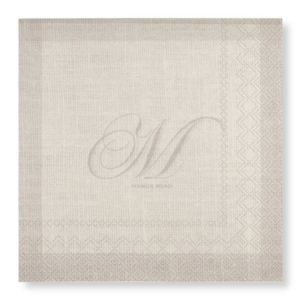 Manor Road Monogram Beige Dinner Serviette