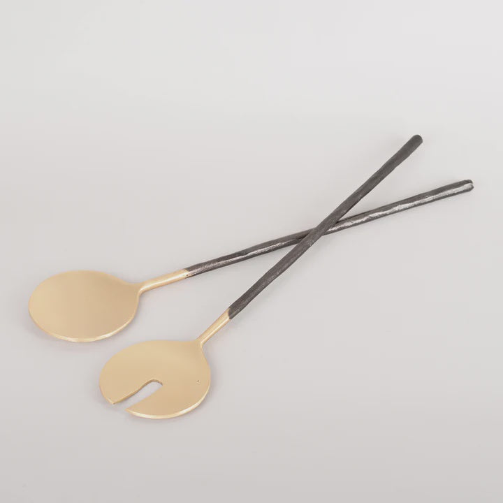 Modern Burnished Brass Salad Servers