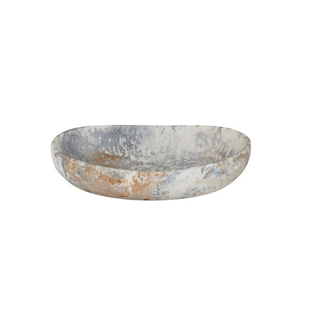 Resin Bowl Bone/Steel 14.5x19.5x5cm