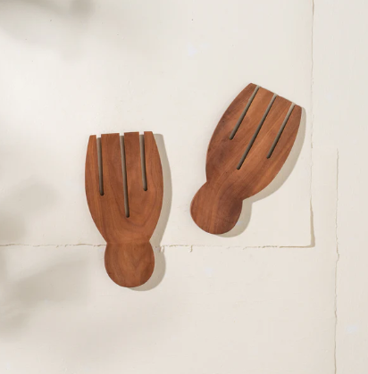 Recycled Sapodilla Wood Hand Salad Servers