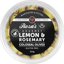 Rozas Gourmet Lemon & Rosemary Colossal Olives 200g