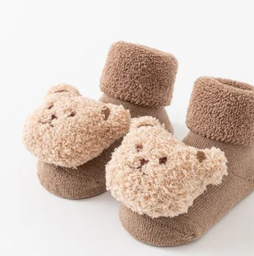 Beige Bear Socks 6-12m