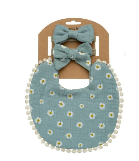 Baby Bib & Bow Set | Daisy