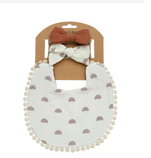 Baby Bib & Bow Set | Rainbow