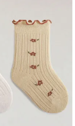 Flower Rows Sock | Coffee