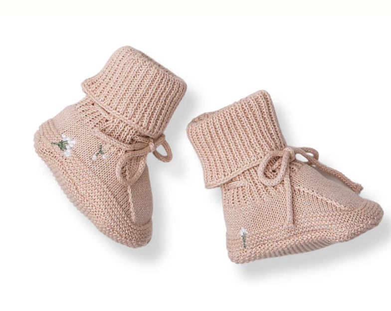 Saga Knitted Booties Mellow Rose