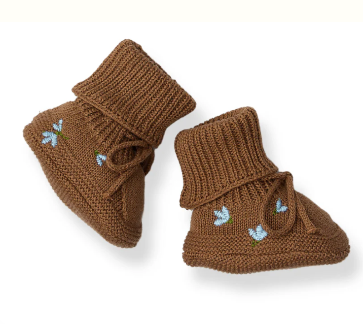 Saga Knitted Booties Blueberry