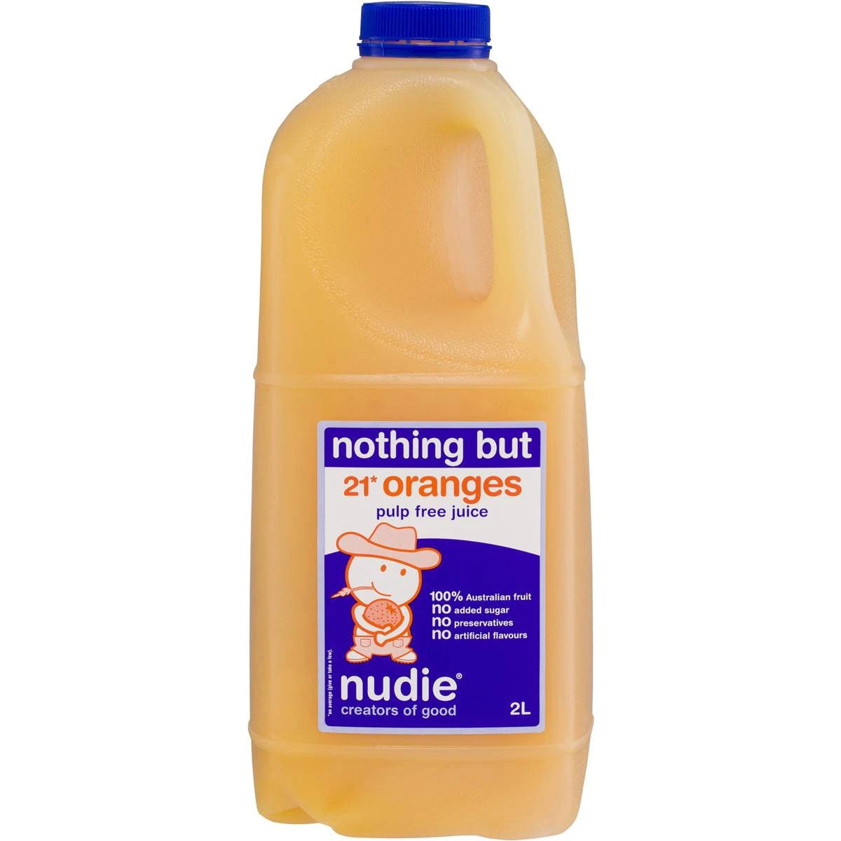 Nudie Nothing But Oranges Juice Pulp Free 2L