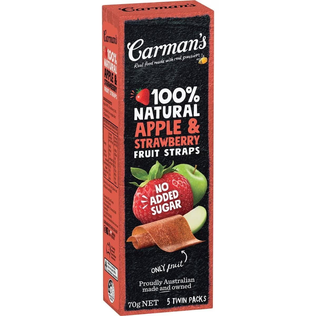 Carmans Apple & Strawberry Fruit Straps 70g 5pk