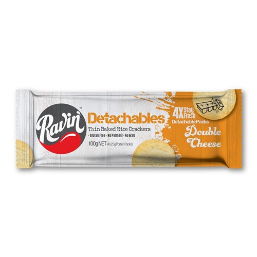 Ravin Detachables Rice Crackers Double Cheese 100g 4pk