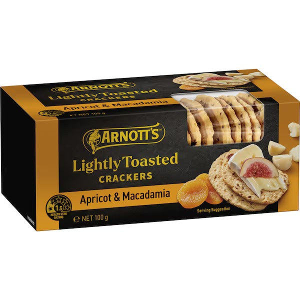 Arnotts Lightly Toasted Apricot & Macadamia Crackers 100g